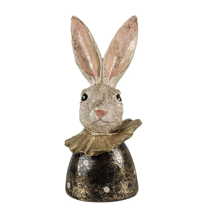 Dekofigur Hase in Weiß und Gold mit schwarzen Akzenten