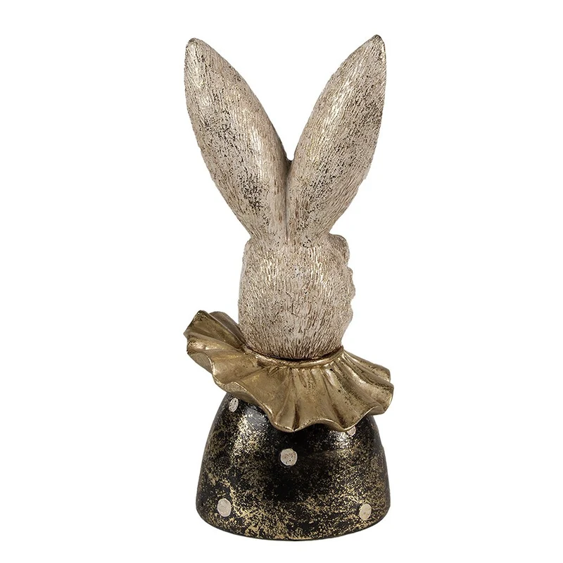 Dekofigur Hase in Weiß und Gold mit schwarzen Akzenten