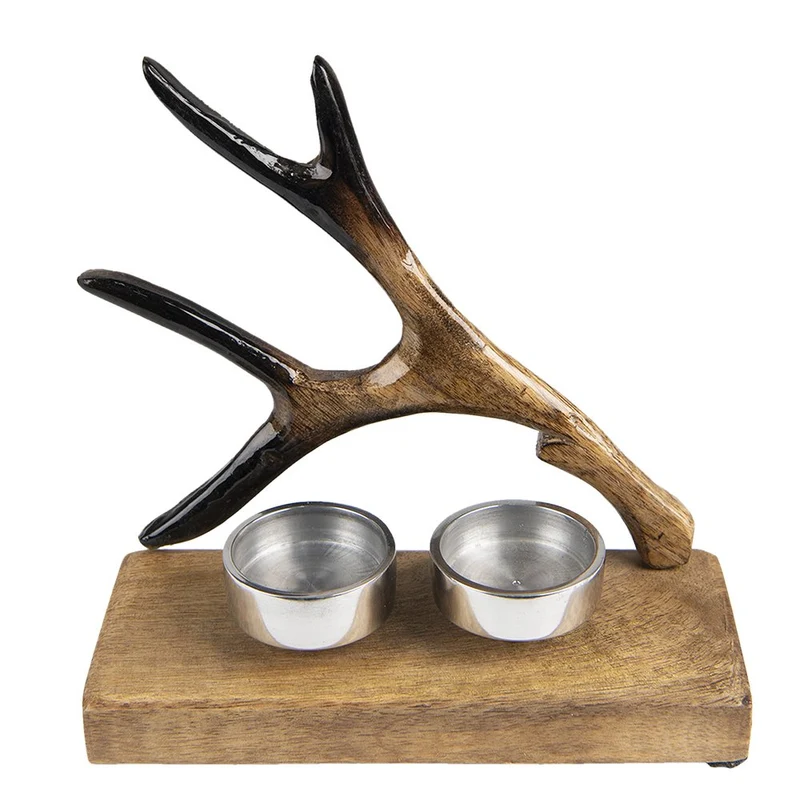 Teelichthalter aus Holz und Metall, 17 cm