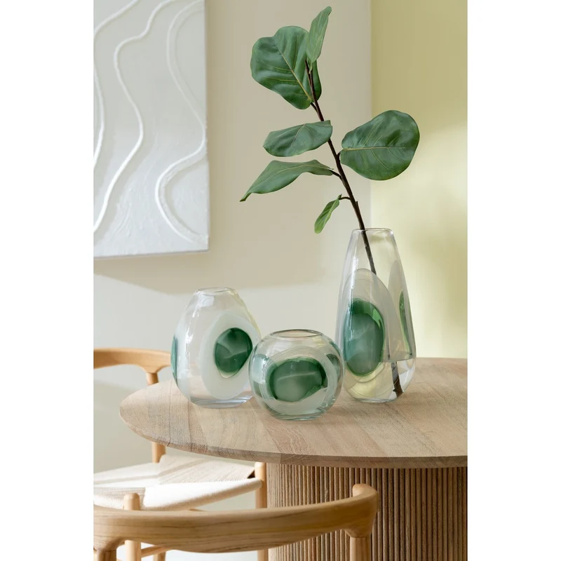 Glasvase Livy in Grün-Weiß, 37 cm
