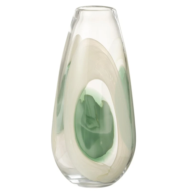 Glasvase Livy in Grün-Weiß, 37 cm