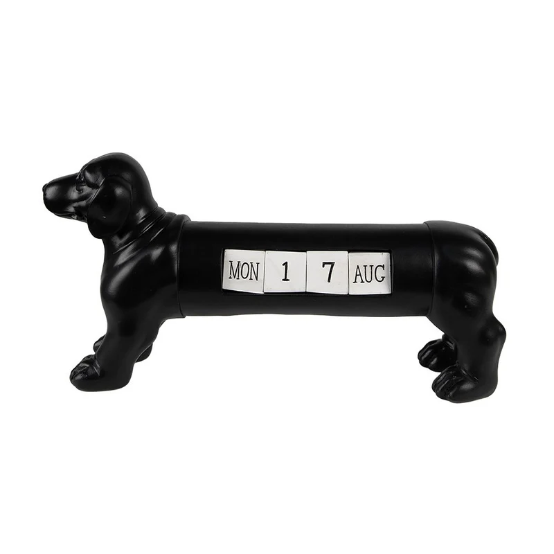 Kalenderhalter Hund aus Polyresin, Schwarz