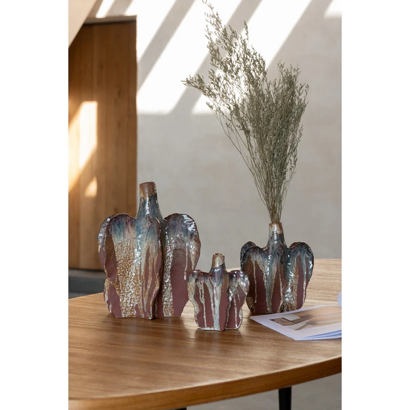 Vase Naga in Keramik, Rostbraun, mittlere Größe