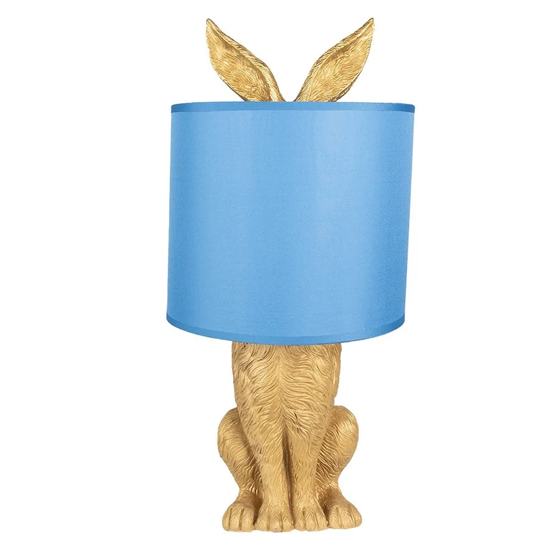 Tischlampe Rabbit in Goldfarben und Blau