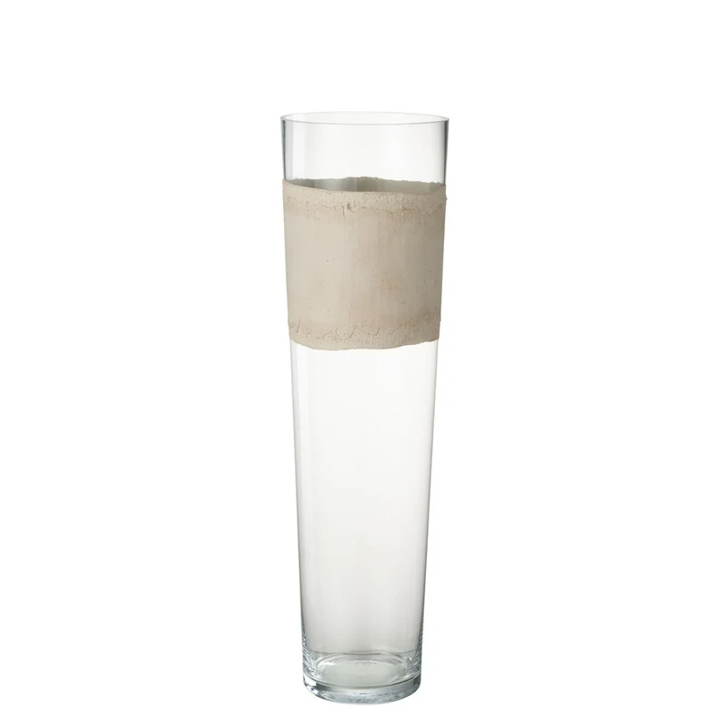 Vase Delph in Glas, transparent-beige, große Ausführung