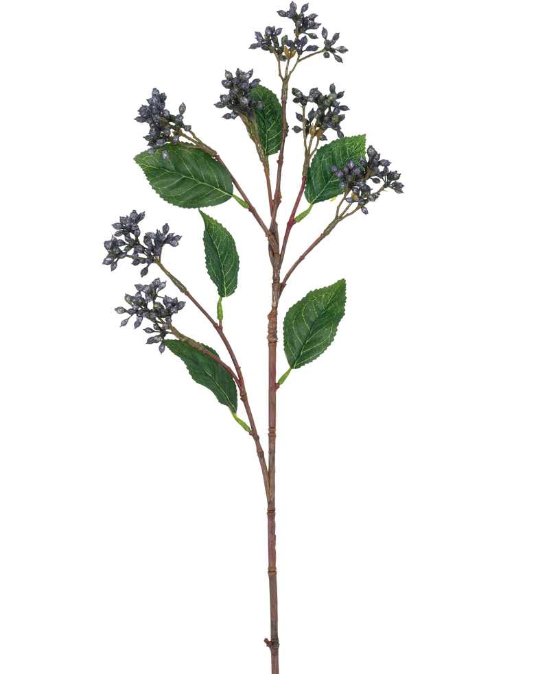 Künstlicher Zweig Beeren 64 cm stahlblau