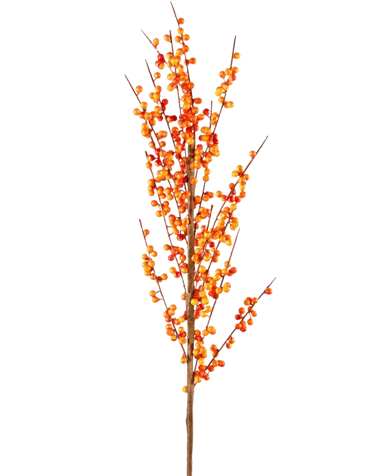 Künstlicher Ilex-Zweig 100 cm orange