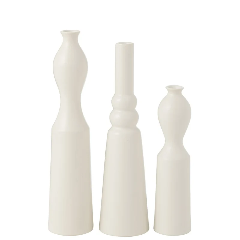 Vasen-Set Leia aus Porzellan, mattweiß