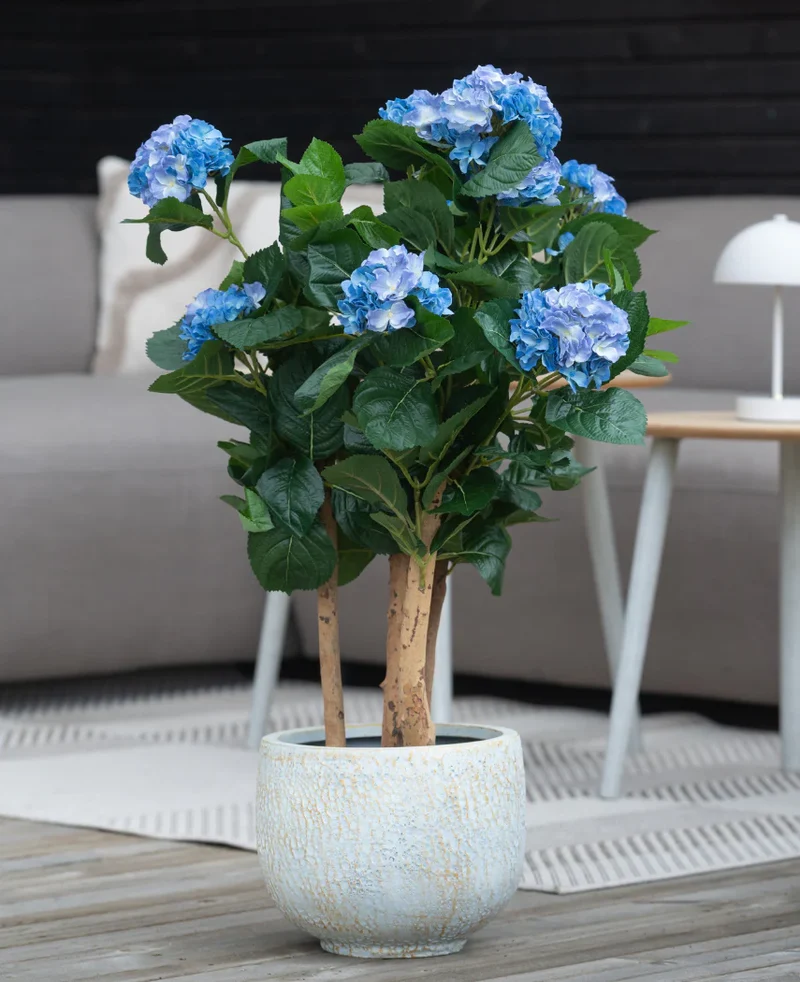 Kunstplant Hortensia UV 85 cm blauw