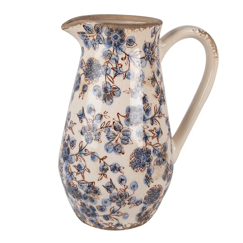 Keramikkrug in Beige und Blau
