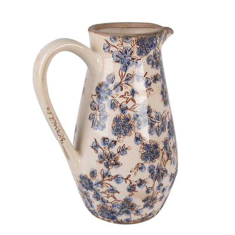 Keramikkrug in Beige und Blau