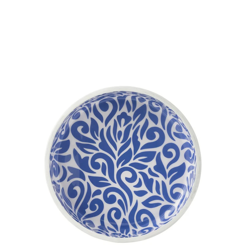 Salatschüssel Blumen Mangoholz Blau/Weiß