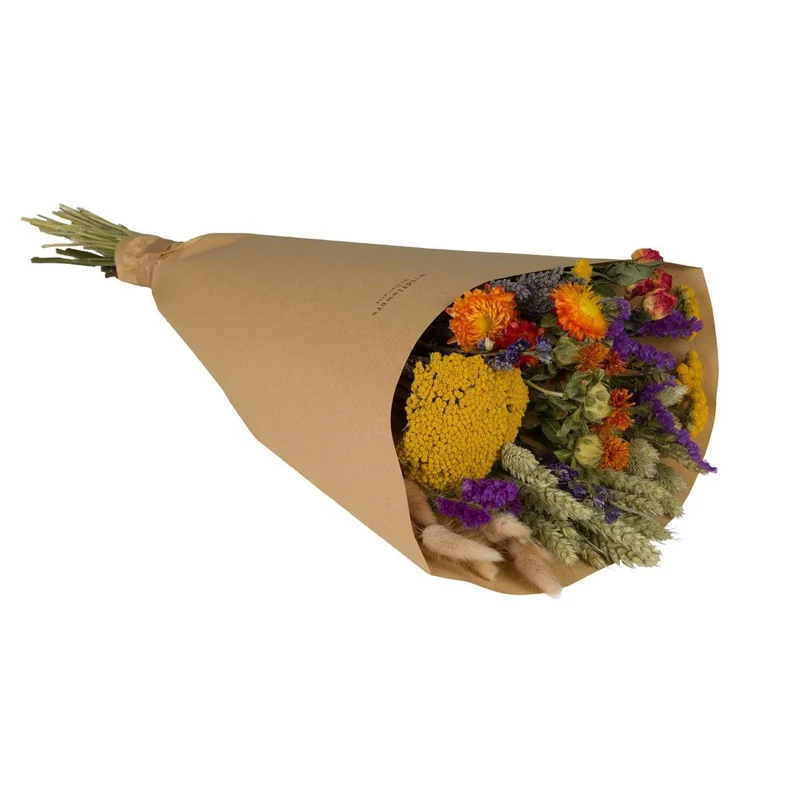 Großes Feldbouquet aus Trockenblumen in Orange, 60 cm