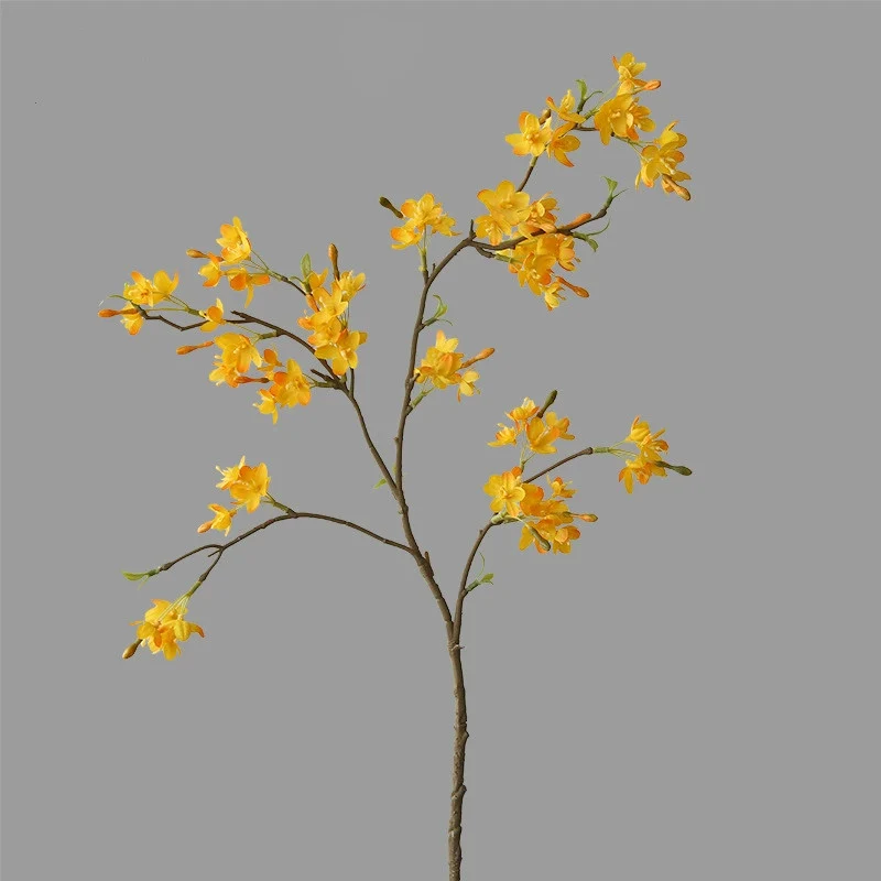 Künstliche Forsythie Einzelstiel 92 cm, dekorative Blumenarrangement für Hochzeit, Trauerfeier, Laden Dekoration, langlebig, allergenfrei