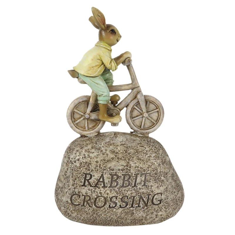 Dekofigur Hase auf Fahrrad, Steinoptik