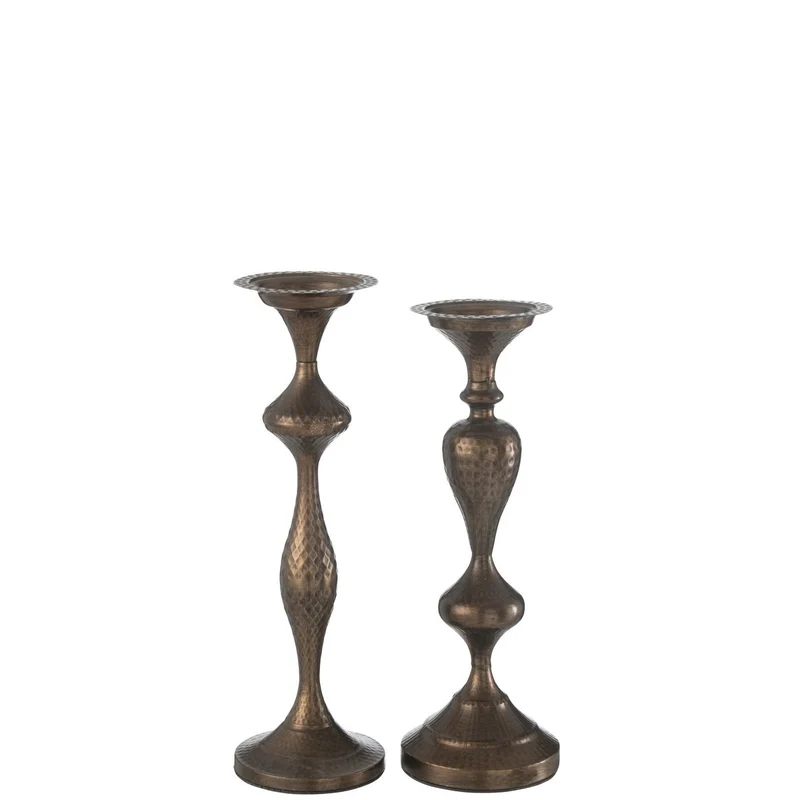 Kerzenhalter-Duo aus Metall in Gold