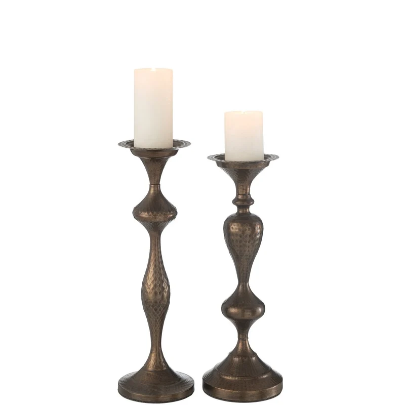 Kerzenhalter-Duo aus Metall in Gold