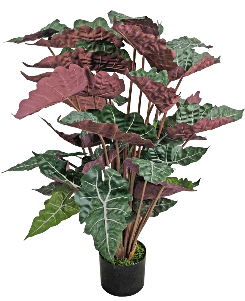Künstliche Pflanze Alocasia 100 cm grün/rot