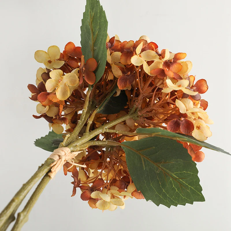 Hortensien Kunstblumen Strauß 33 cm | 3 Stiele | Realistische Herbst-Hortensie für Vase, Hochzeitsdeko & Floristik