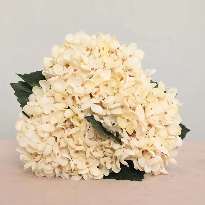 Hortensien Kunstblumen Strauß 33 cm | 3 Stiele | Realistische Herbst-Hortensie für Vase, Hochzeitsdeko & Floristik