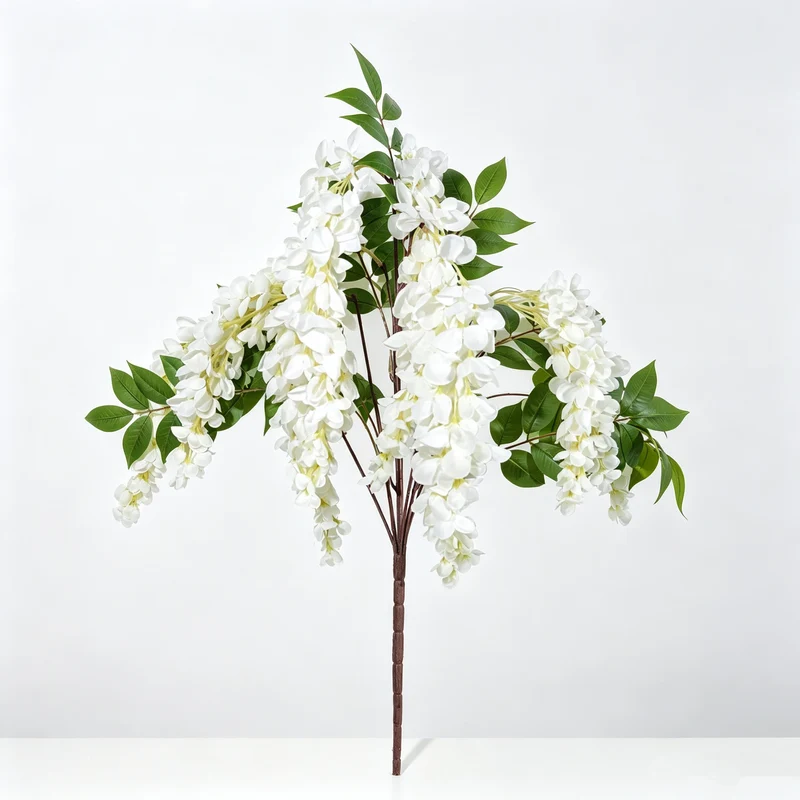 Künstlicher Blauregen Strauß 55cm, Hängende Seidenblumen in Premium-Qualität, Naturgetreue Kunstblumen für Deko, Hochzeit & Gastronomie