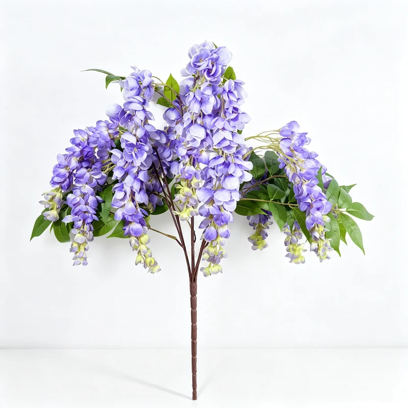 Künstlicher Blauregen Strauß 55cm, Hängende Seidenblumen in Premium-Qualität, Naturgetreue Kunstblumen für Deko, Hochzeit & Gastronomie