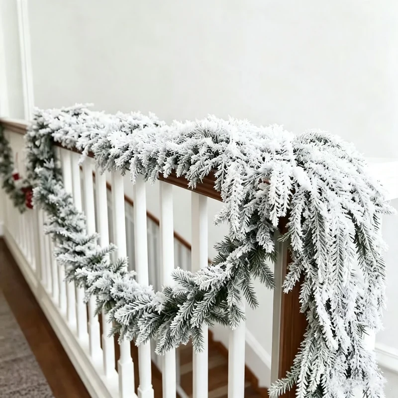 Kunstschnee Efeu Girlande 180 cm, realistisches PE-Material, ideal für Weihnachten, Hochzeiten, Cafés & Festdekoration