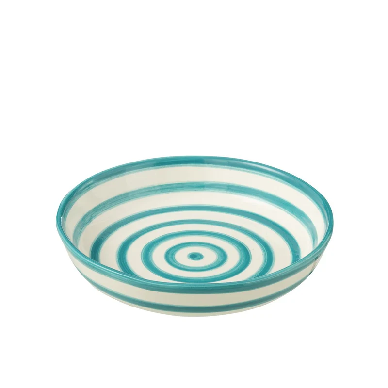 Schale „Granada Stripes“ in Weiß-Aqua, groß