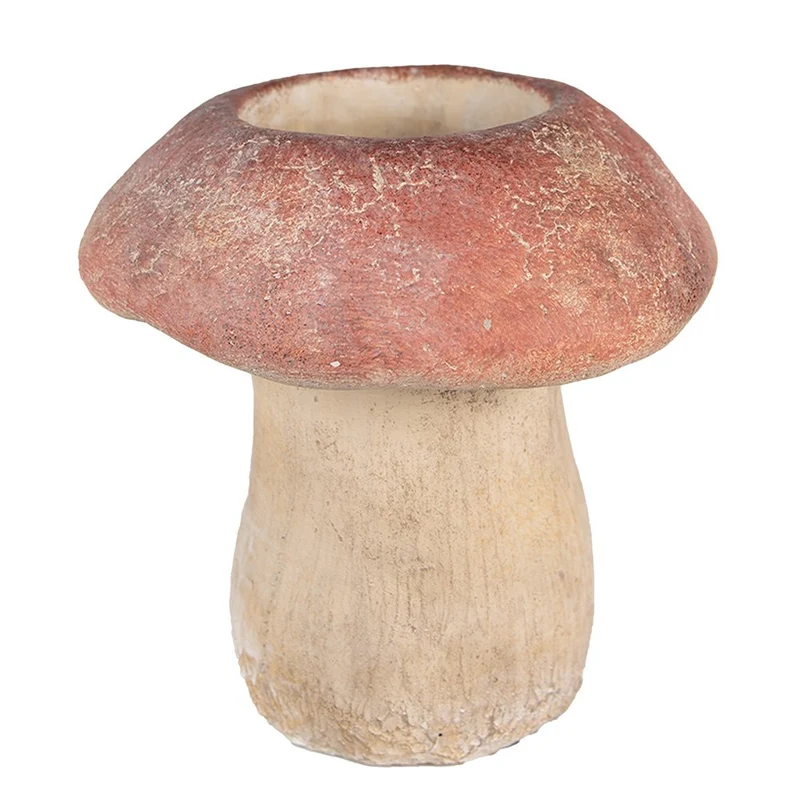 Pilzform-Blumentopf in Braun-Rot aus Stein