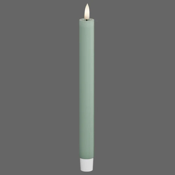 Led dinerkaars salie groen 24cm - 2 stuks - Deluxe Homeart