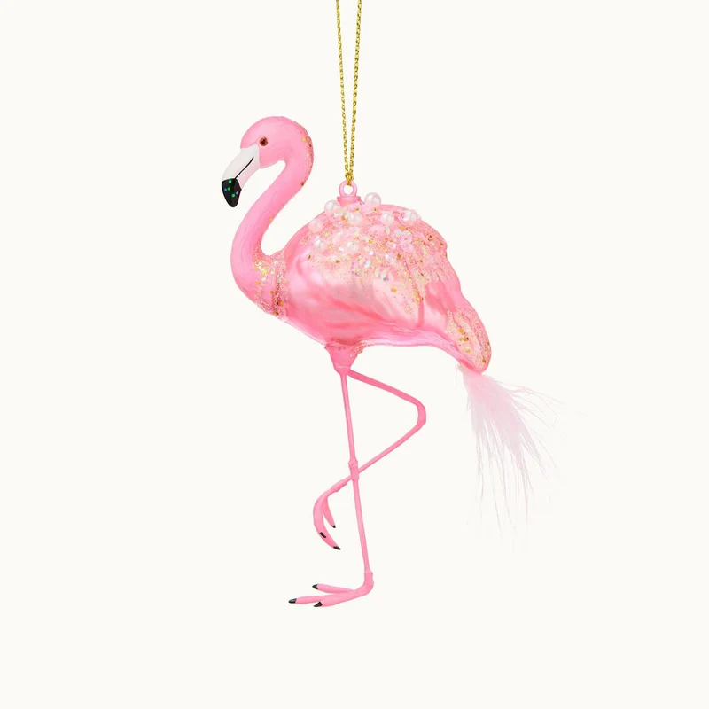 Christbaumanhänger Flamingo aus mundgeblasenem Glas