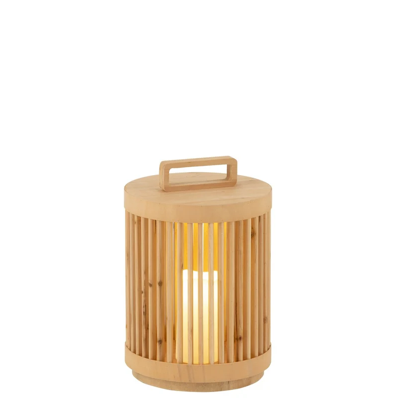 Zylinderlampe aus Holz in Naturbraun, große Ausführung