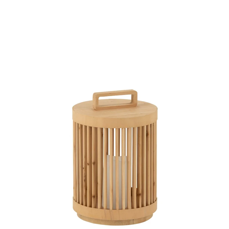 Zylinderlampe aus Holz in Naturbraun, große Ausführung