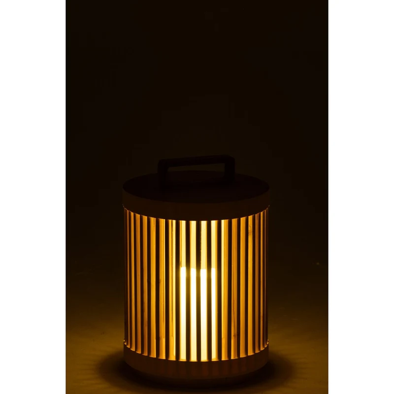 Zylinderlampe aus Holz in Naturbraun, große Ausführung