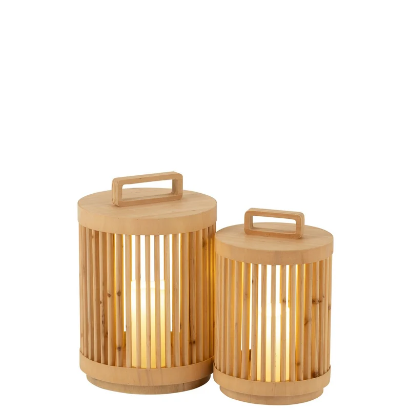 Zylinderlampe aus Holz in Naturbraun, große Ausführung
