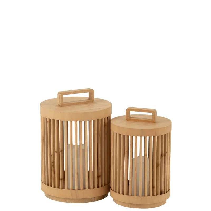 Zylinderlampe aus Holz in Naturbraun, große Ausführung