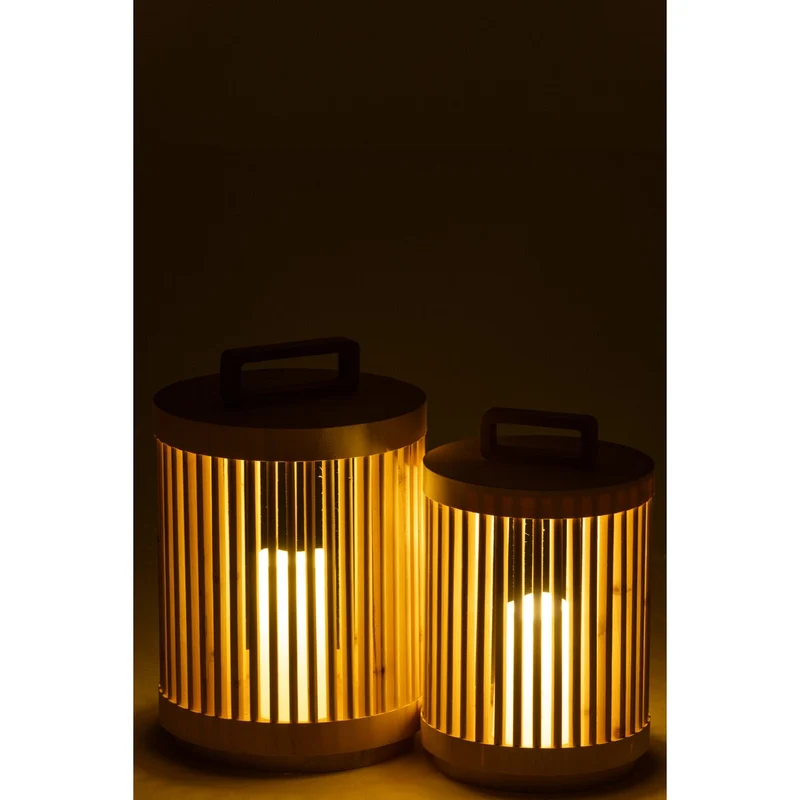Zylinderlampe aus Holz in Naturbraun, große Ausführung