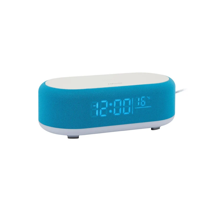 Wecker Vogue mit kabellosem Ladegerät und Bluetooth, Blau