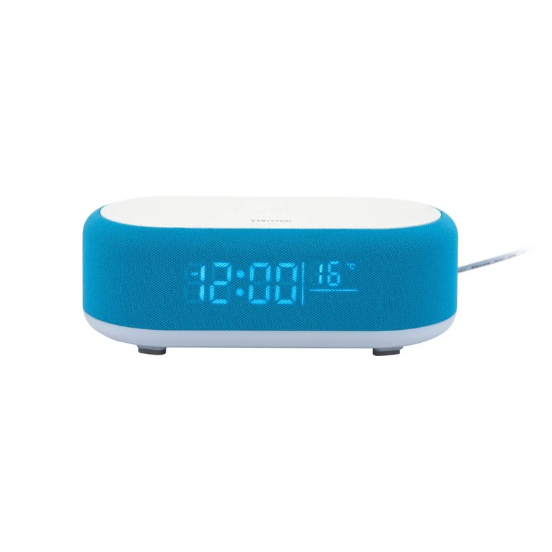 Wecker Vogue mit kabellosem Ladegerät und Bluetooth, Blau