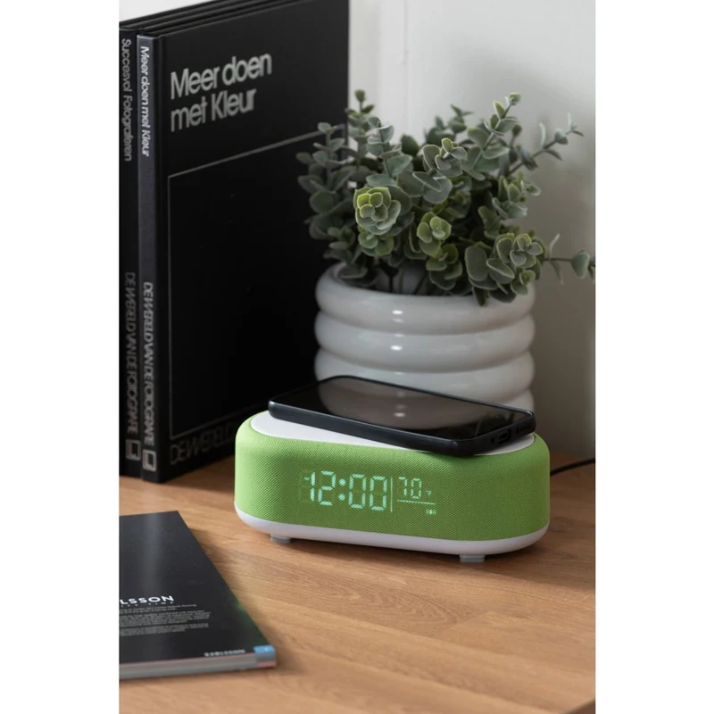 Wecker Vogue mit kabellosem Ladegerät und Bluetooth, Grün