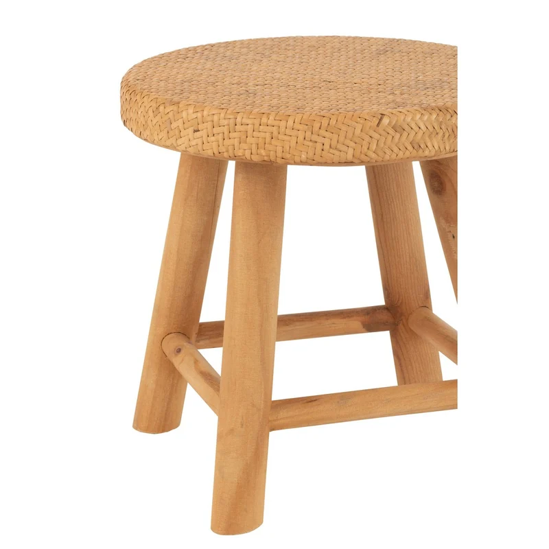 Runder Hocker aus Rattan in Naturton