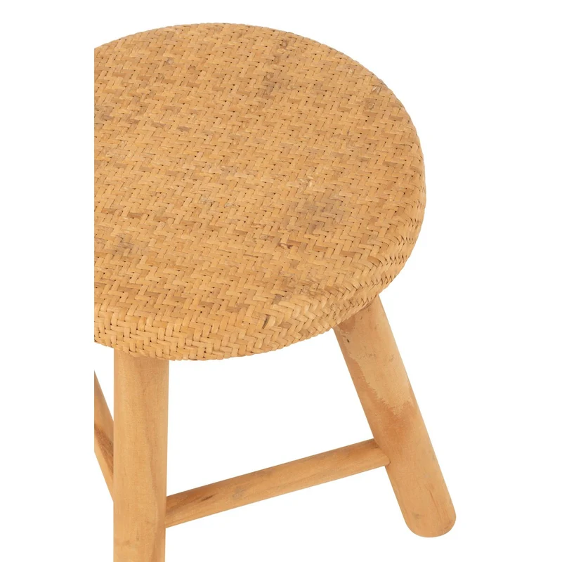 Runder Hocker aus Rattan in Naturton