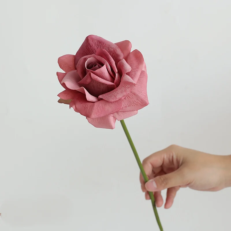 Real Touch Kunstrose 36 cm, Einzelne Rose mit naturgetreuer Haptik, Premium Kunstblume für Vase, Hochzeit & langlebige Dekoration