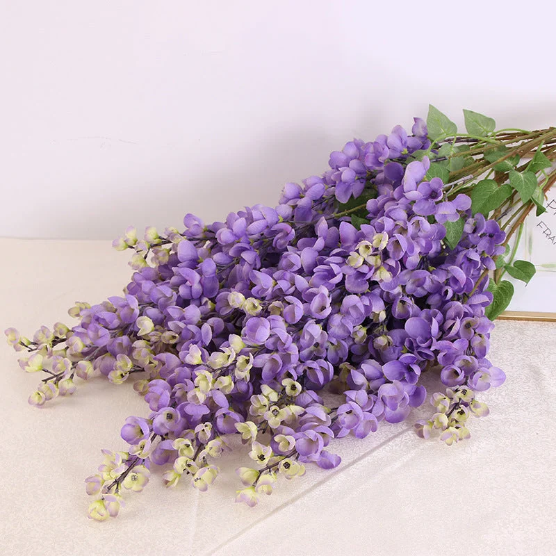 Künstlicher Blauregen 4er-Set, 109 cm lange Glyzinien Zweige, Täuschend echte Seidenblumen, Hängende Deko für Hochzeit, Event & Zuhause