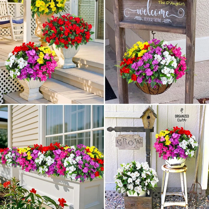 Fleißiges Lieschen Kunstblumen UV-beständig | 10er Set | ca. 40 cm | Wetterfeste Deko für Balkon & Garten