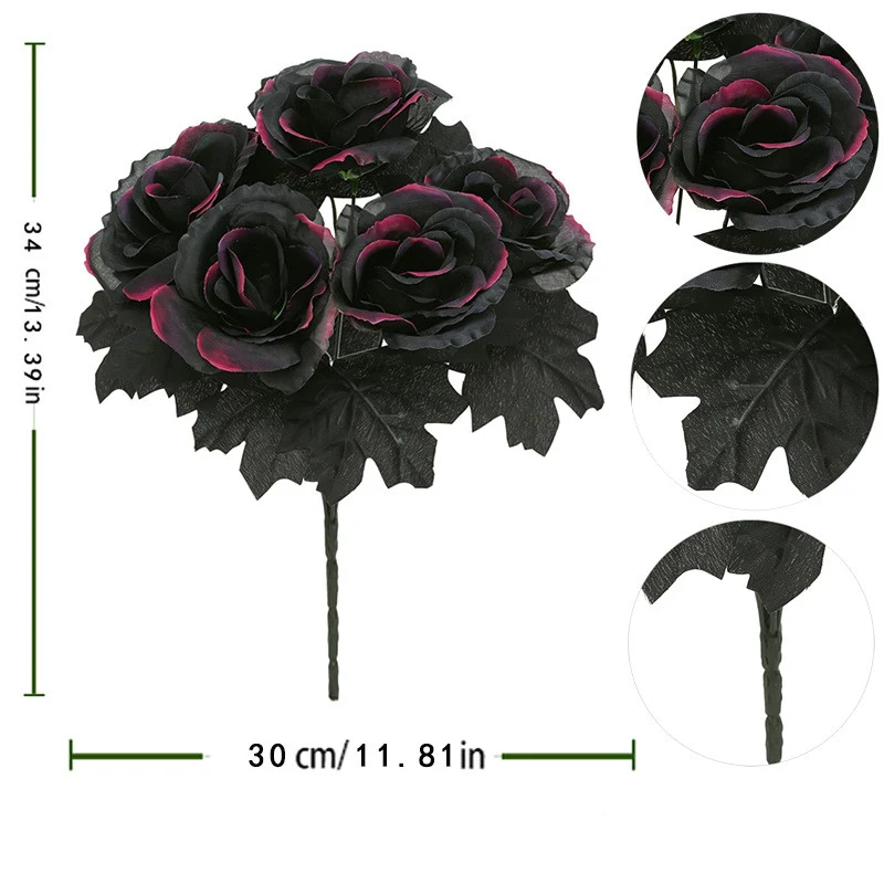 Kürbis Gesteck künstlich 2er-Set, 34 cm, Schwarz | Herbstdeko für Halloween & Erntedank | Realistische Kunstblumen für Tisch & Grabschmuck