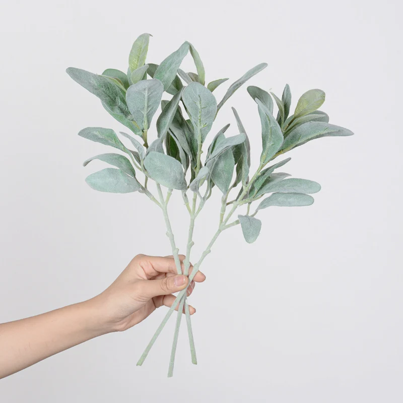 Künstliche Lammohr-Stiele 12er Set, Beflockt, Salbeigrün, 37 cm / 70 cm – für Vase, Hochzeit & Gestecke