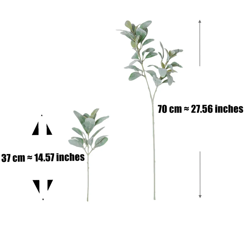 Künstliche Lammohr-Stiele 12er Set, Beflockt, Salbeigrün, 37 cm / 70 cm – für Vase, Hochzeit & Gestecke
