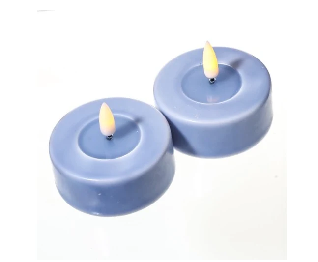 Groot led theelicht licht blauw - 2 stuks - Deluxe Homeart