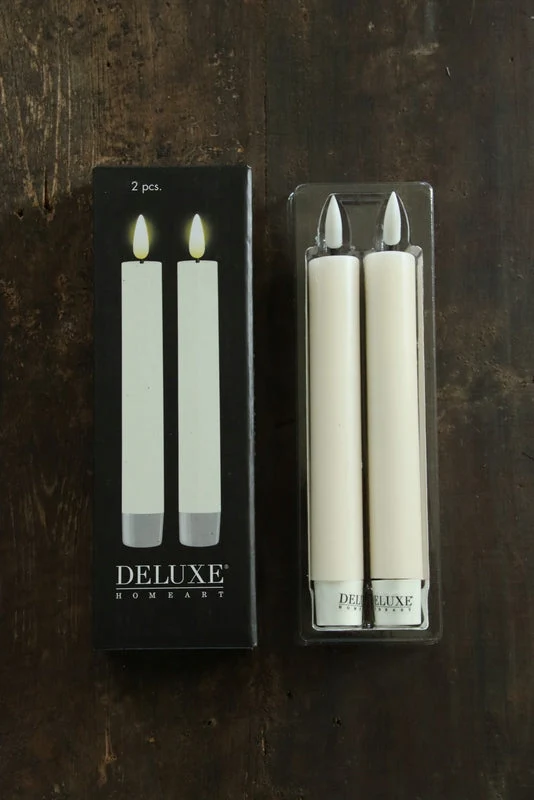 Led dinerkaars creme 15cm - 2 stuks - Deluxe Homeart